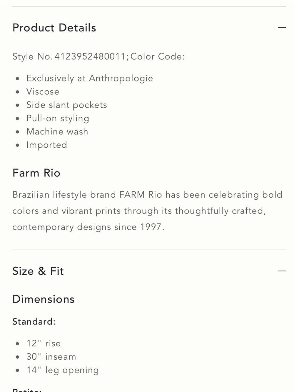 Farm Rio x Anthropologie Martina Pull-On Pants, Size Small - Picture 2 of 14